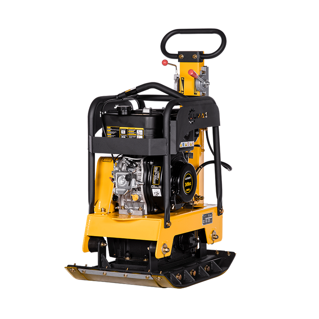 LUMAG RPi31D - Rüttelplatte reversierbar mit 199 kg inkl. Transportfahrwerk und Gummimatte -